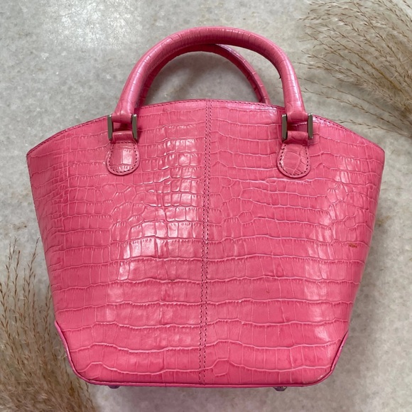 Talbots Handbags - New Talbots Pink Leather Croc Embossed Crossbody Bag